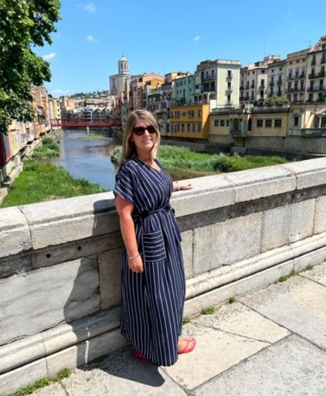 Navy Striped Midi Summer Dress