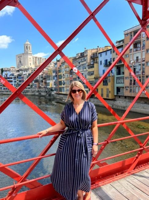 Navy Striped Midi Summer Dress