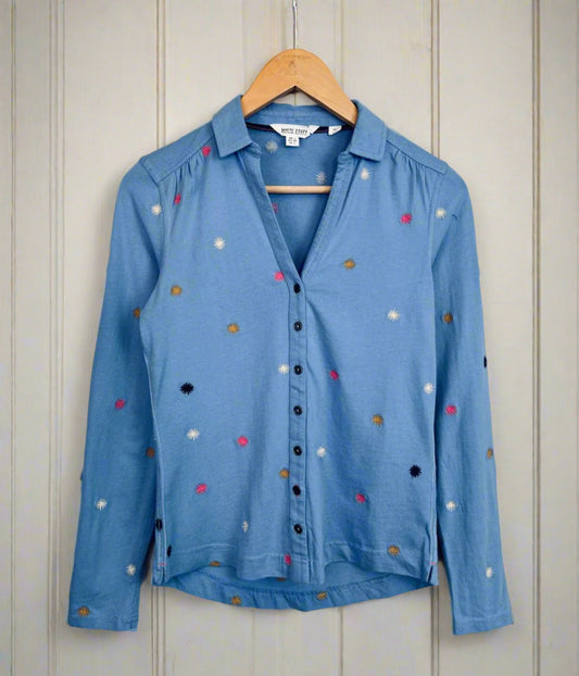 Blue Embroidered Annie Jersey Shirt