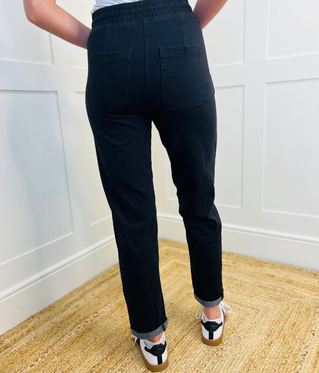 Black Cotton Rich Straight Leg Jogger Trousers
