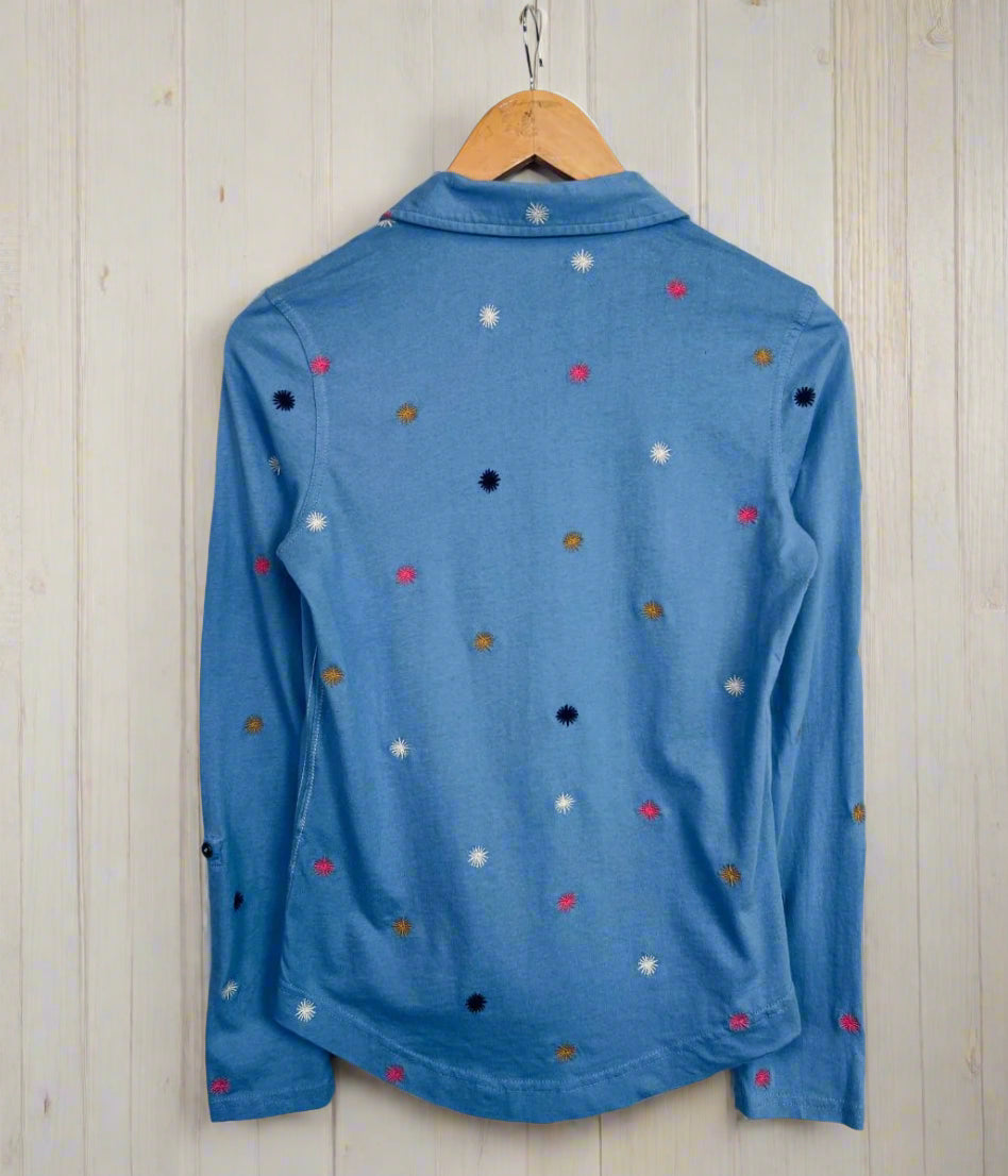 Blue Embroidered Annie Jersey Shirt