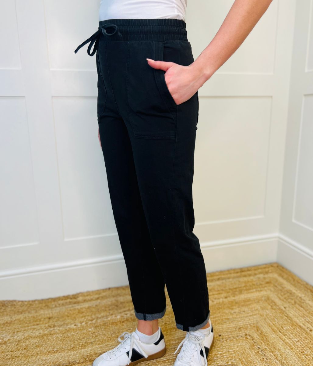 Black Cotton Rich Straight Leg Jogger Trousers