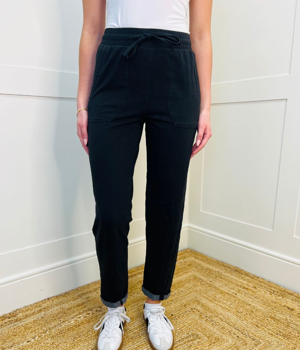 Black Cotton Rich Straight Leg Jogger Trousers