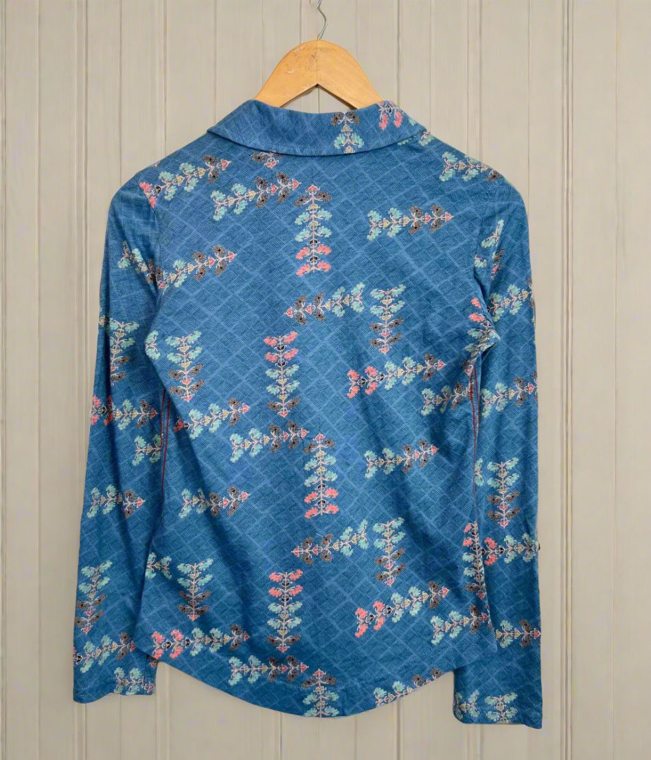 Teal Flower Print Annie Jersey Shirt