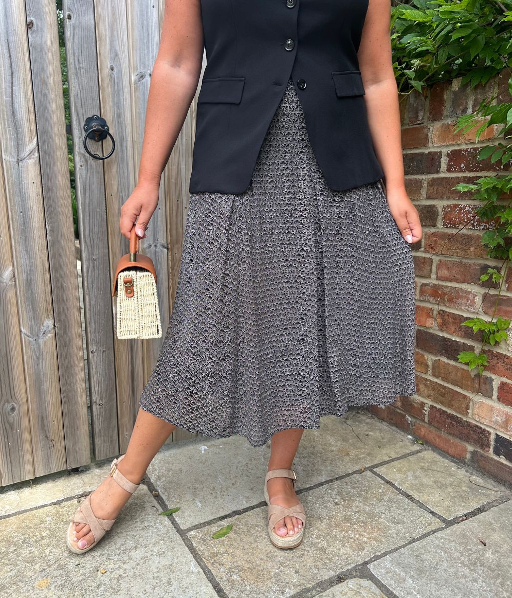 Black Printed Amaya Skirt