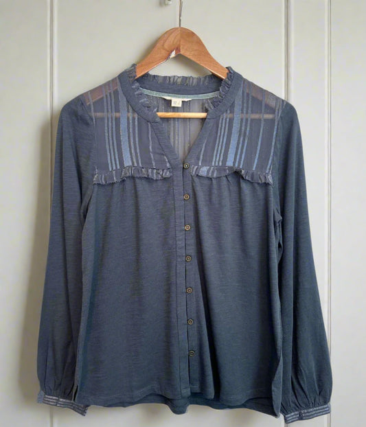 Grey Contrast Jersey Blouse