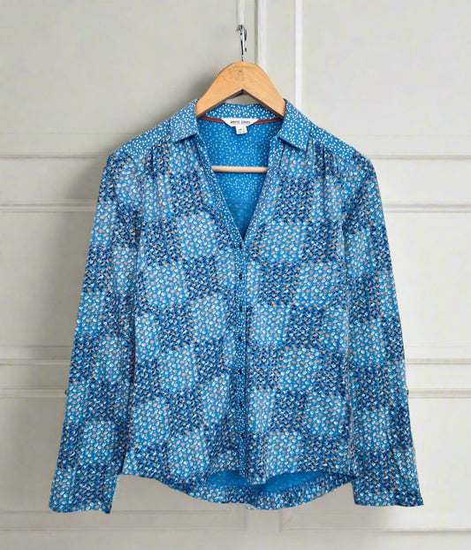 Blue Patchwork Print Annie Jersey Shirt