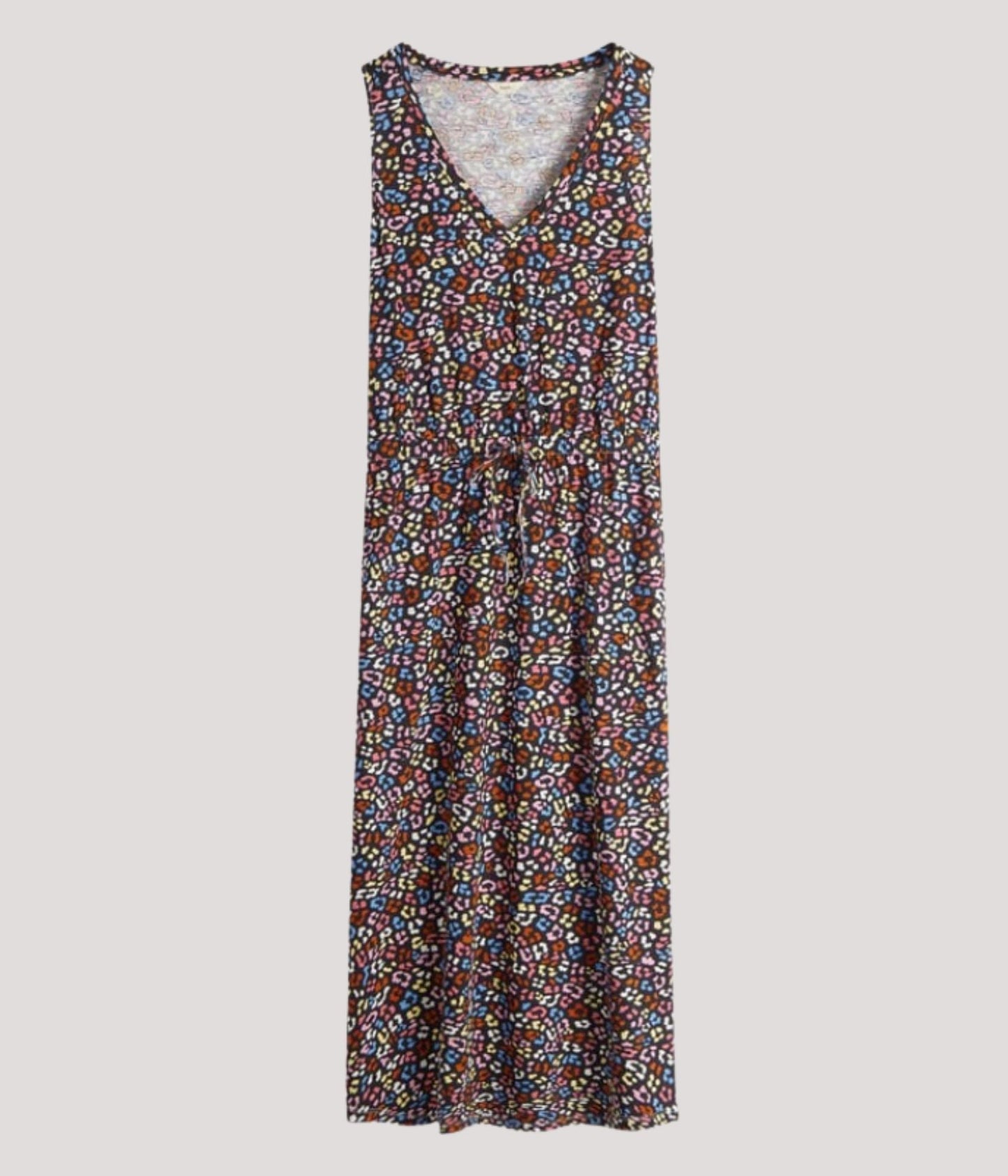 Animal Print Cotton Jersey Midi Dress