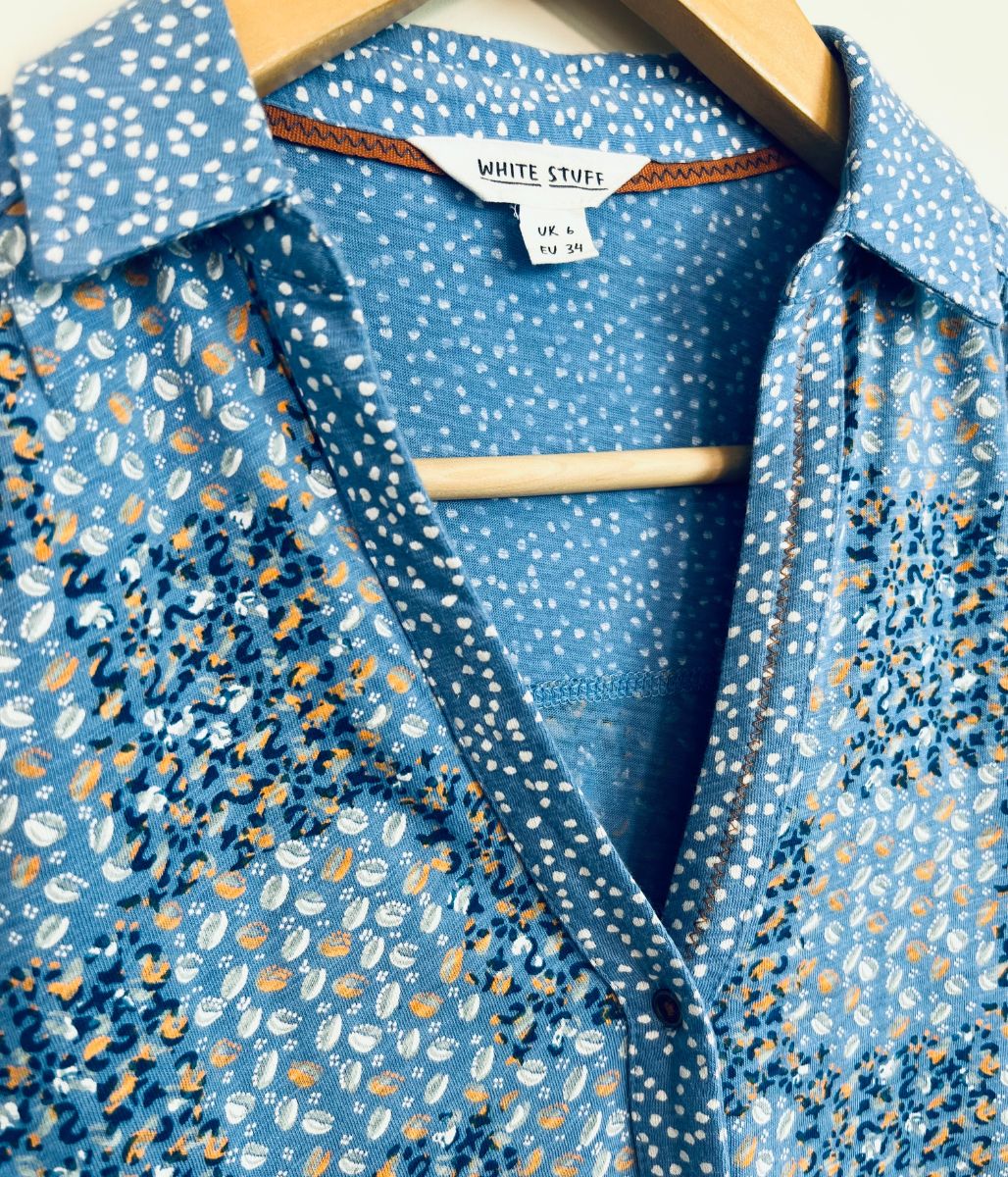 Blue Patchwork Print Annie Jersey Shirt