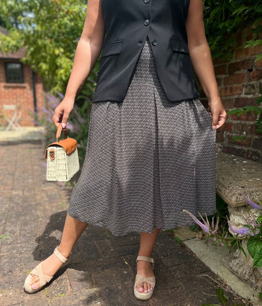 Black Printed Amaya Skirt