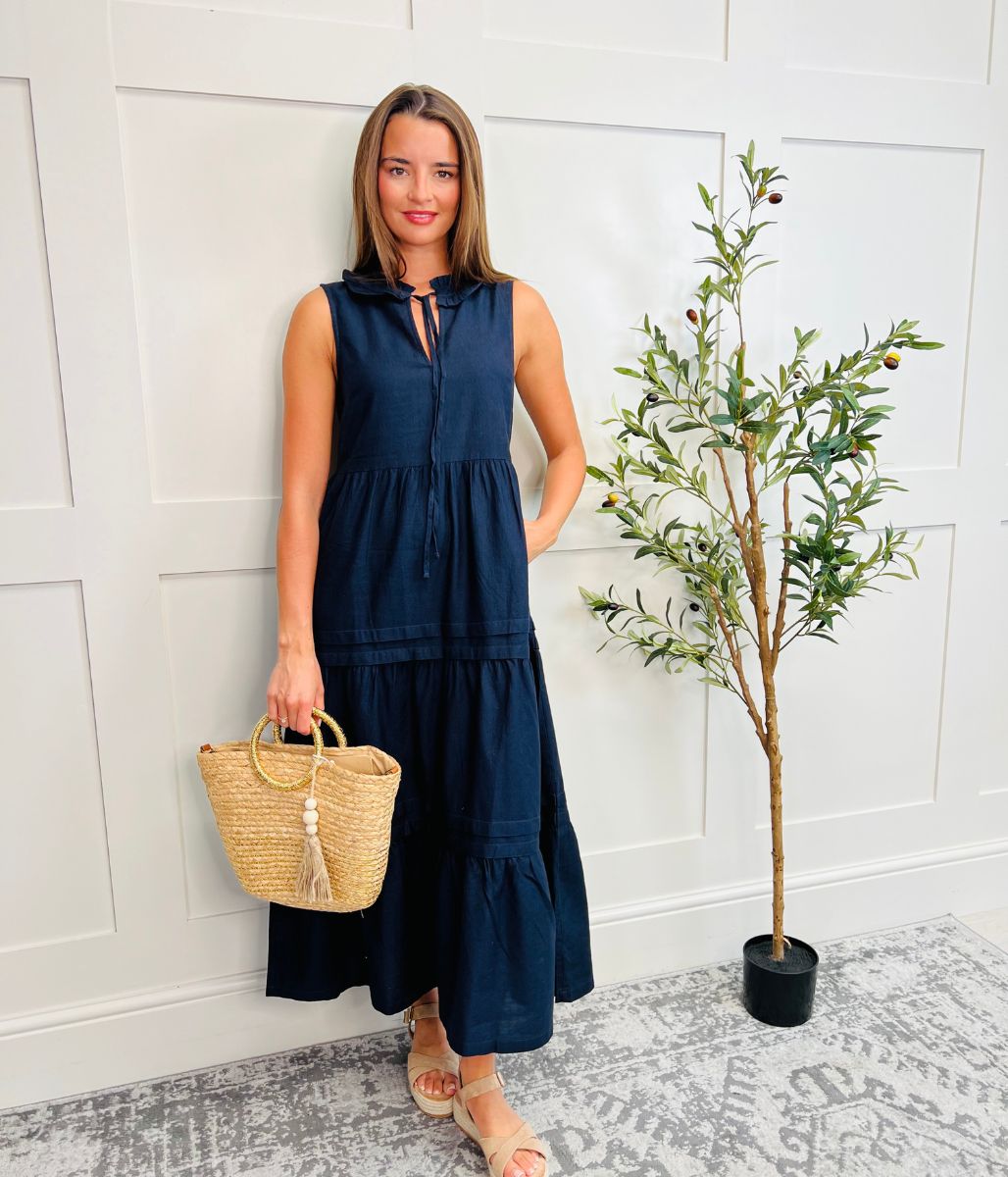 Navy Ophelia Sleeveless Tiered Dress