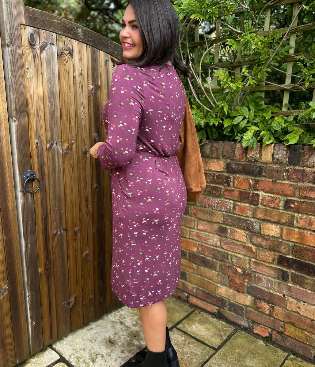 Tallie Plum Print Midi Dress