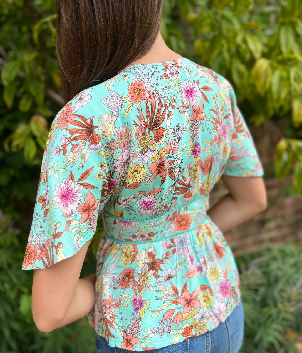 Aqua Ditsy Floral Blouse