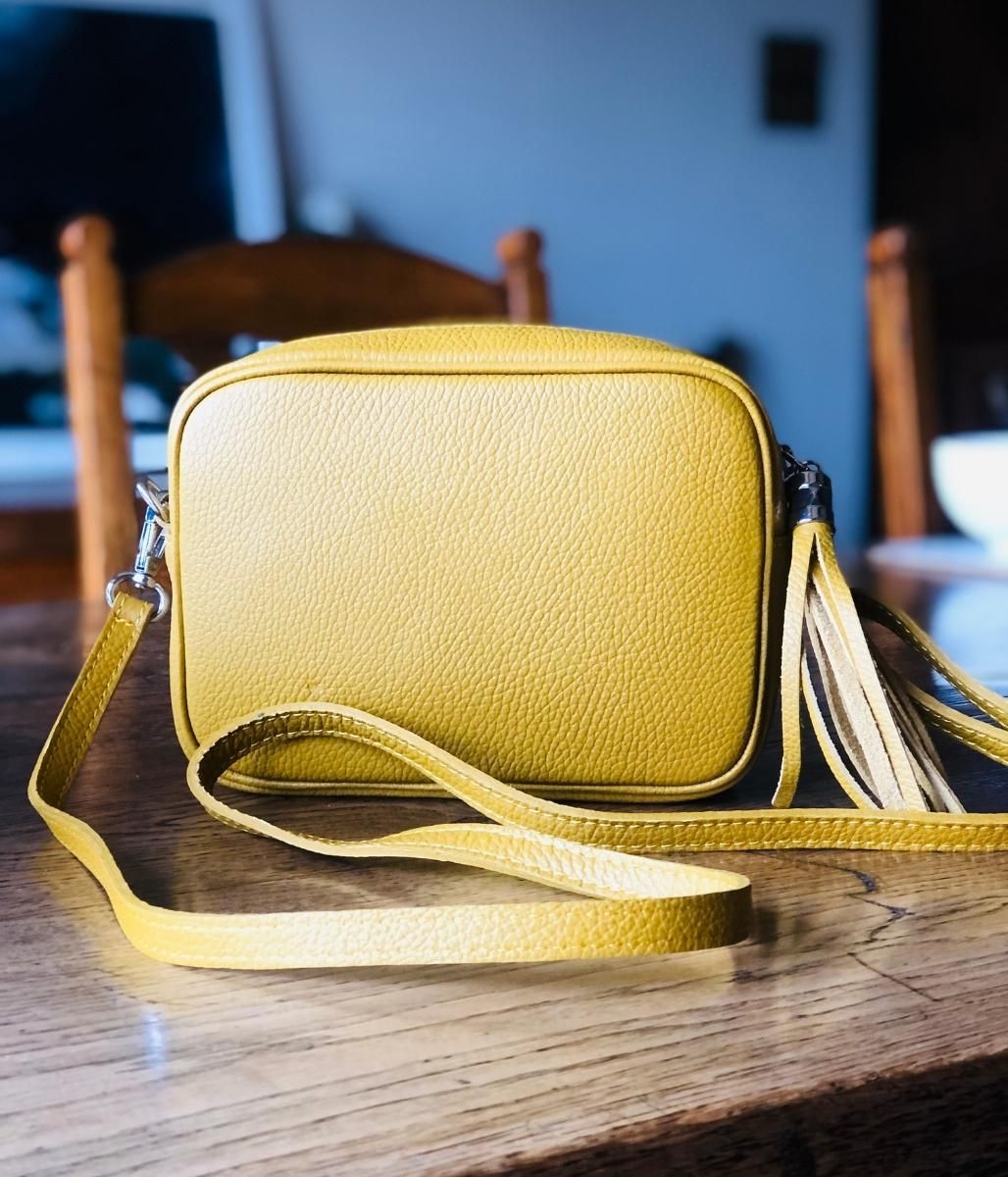 Mustard Leather Tassel Camera Bag