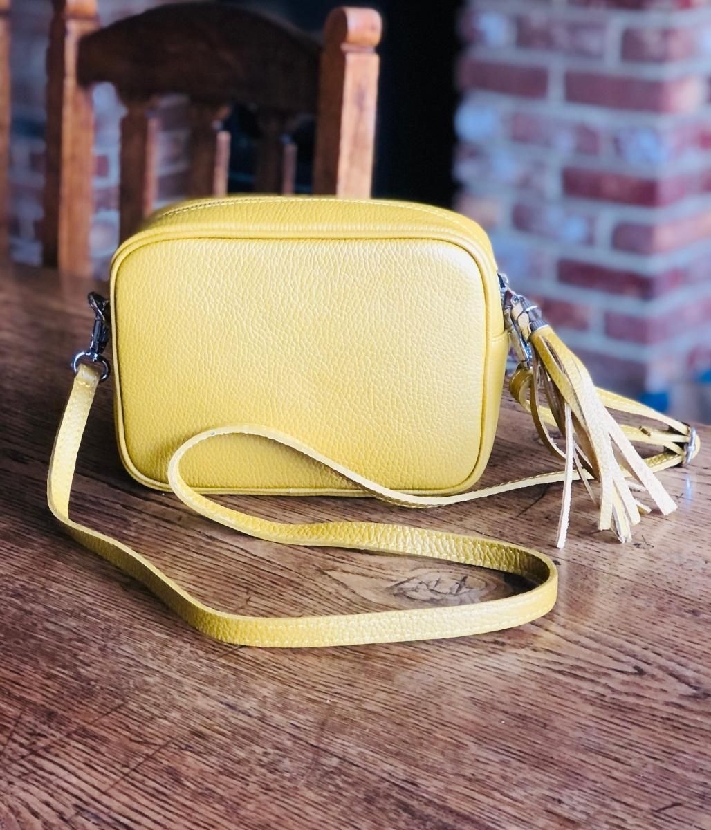 Mustard Leather Tassel Camera Bag