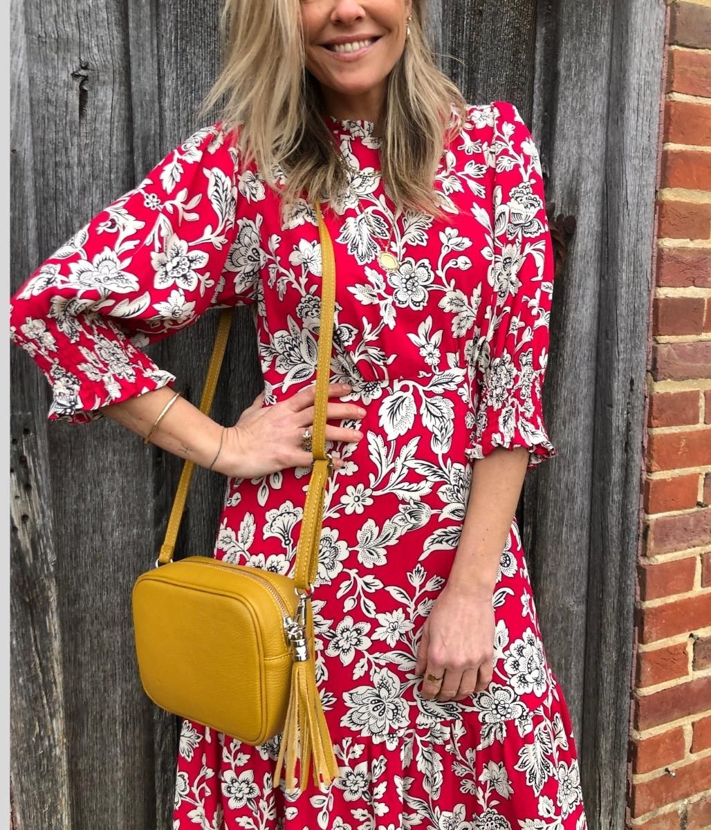 Mustard Leather Tassel Camera Bag