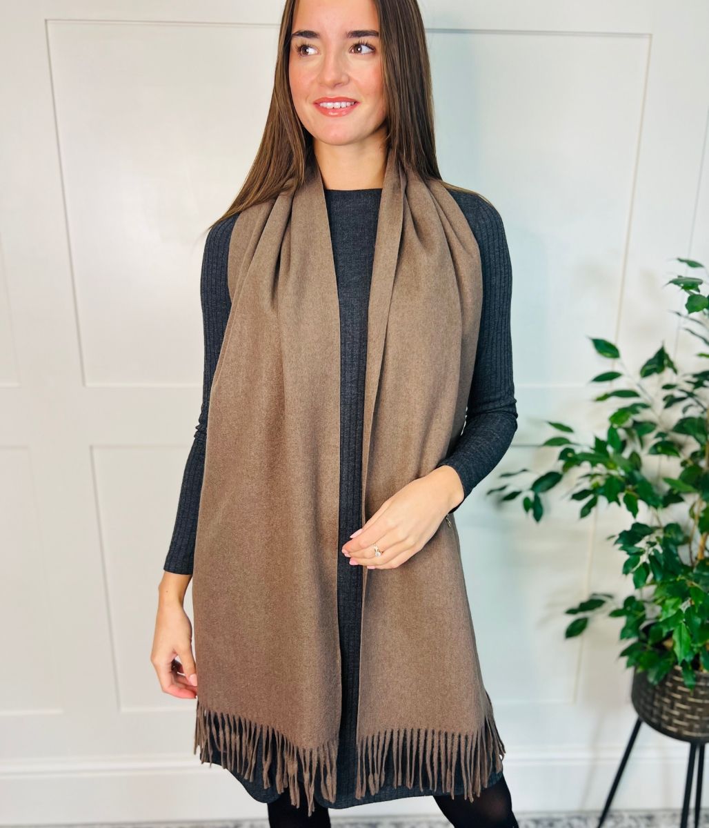 Brown Cashmere Blend Classic Scarf