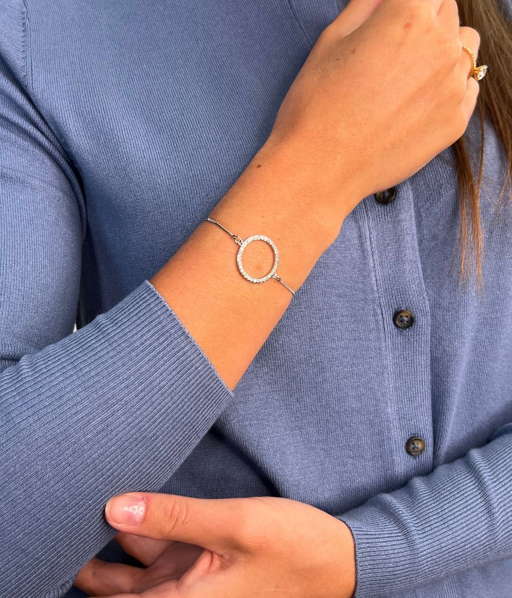 Silver Vivienne Diamante Drawstring Bracelet