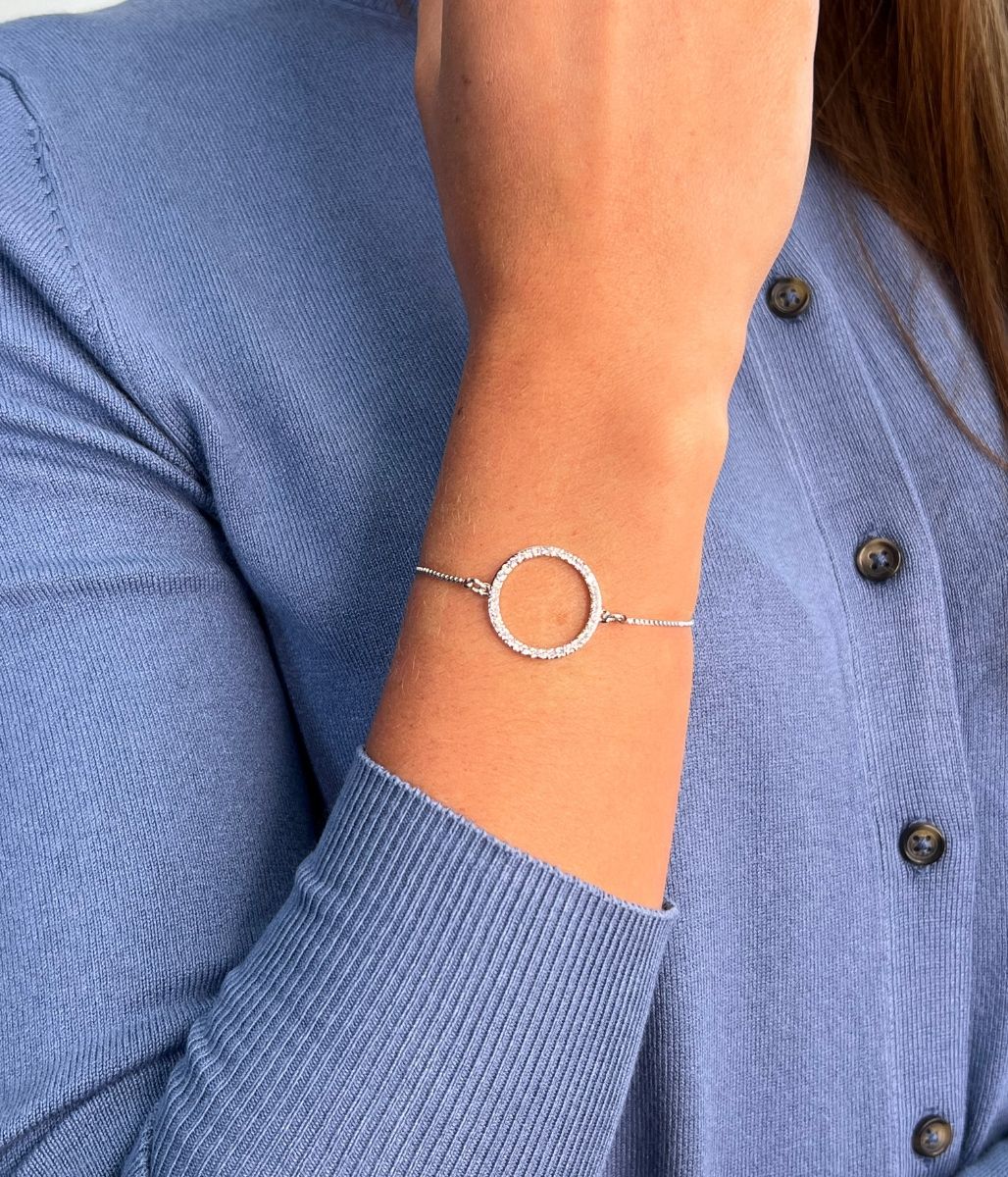 Silver Vivienne Diamante Drawstring Bracelet