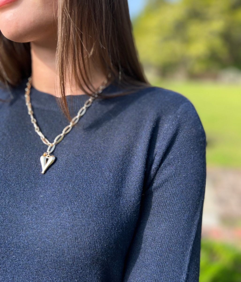 Gold Heart Chunky Chain Necklace