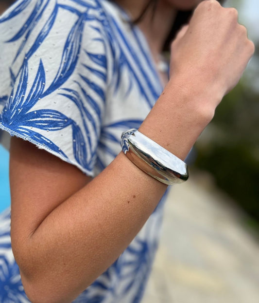 Silver Hinge Bangle Bracelet