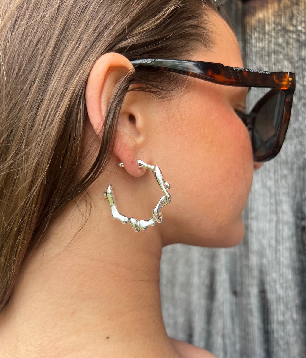 Silver Twist Hoop Earrings