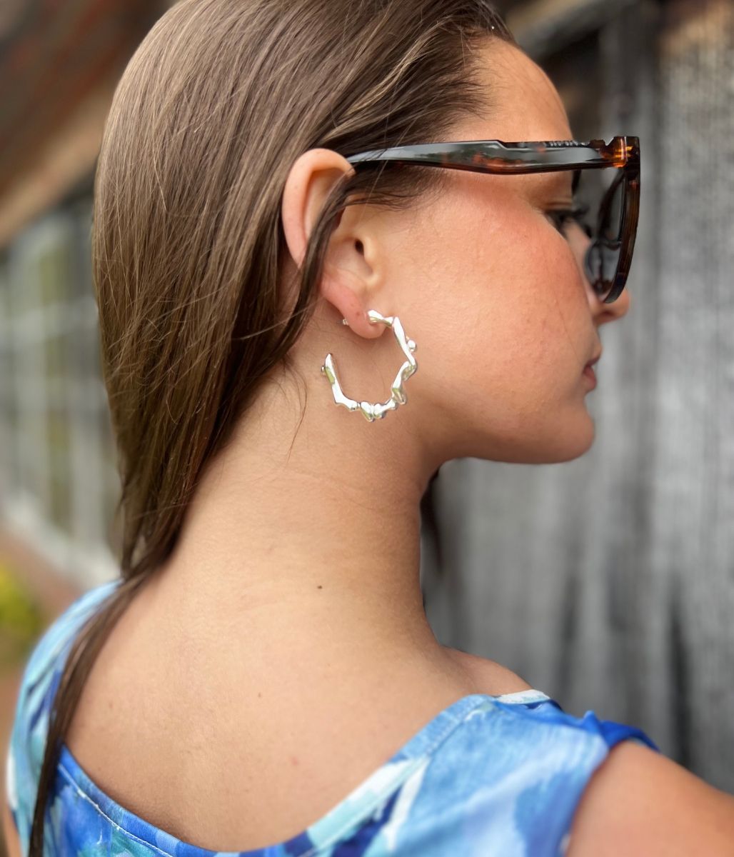 Silver Twist Hoop Earrings