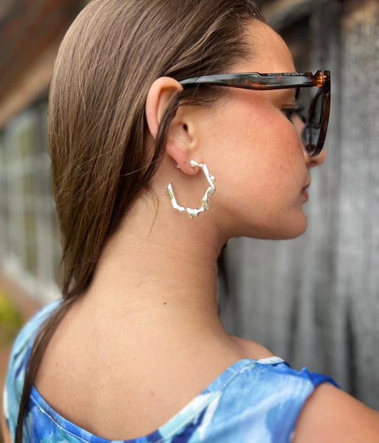 Silver Twist Hoop Earrings