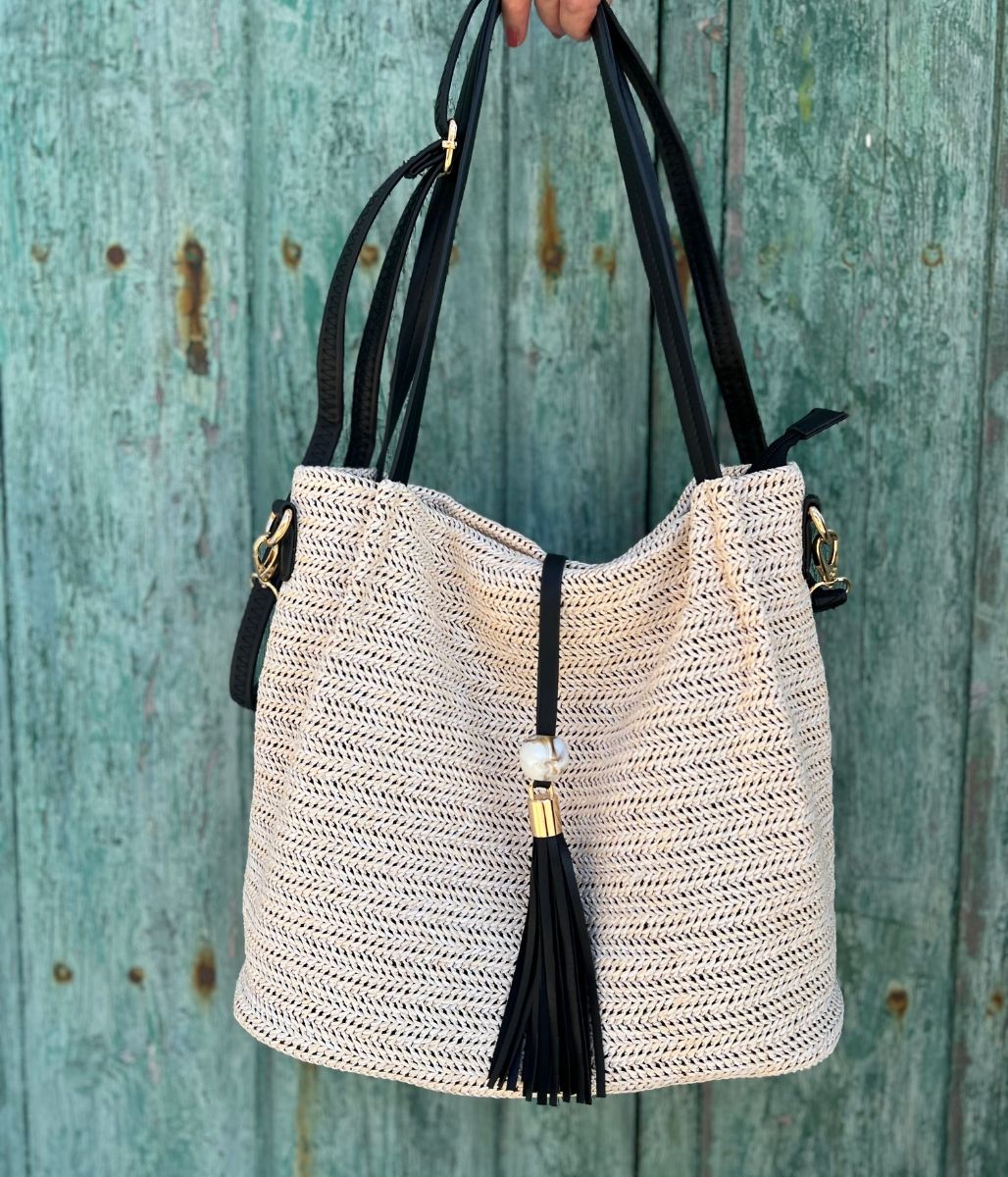 Natural Woven Raffia Tote Bag