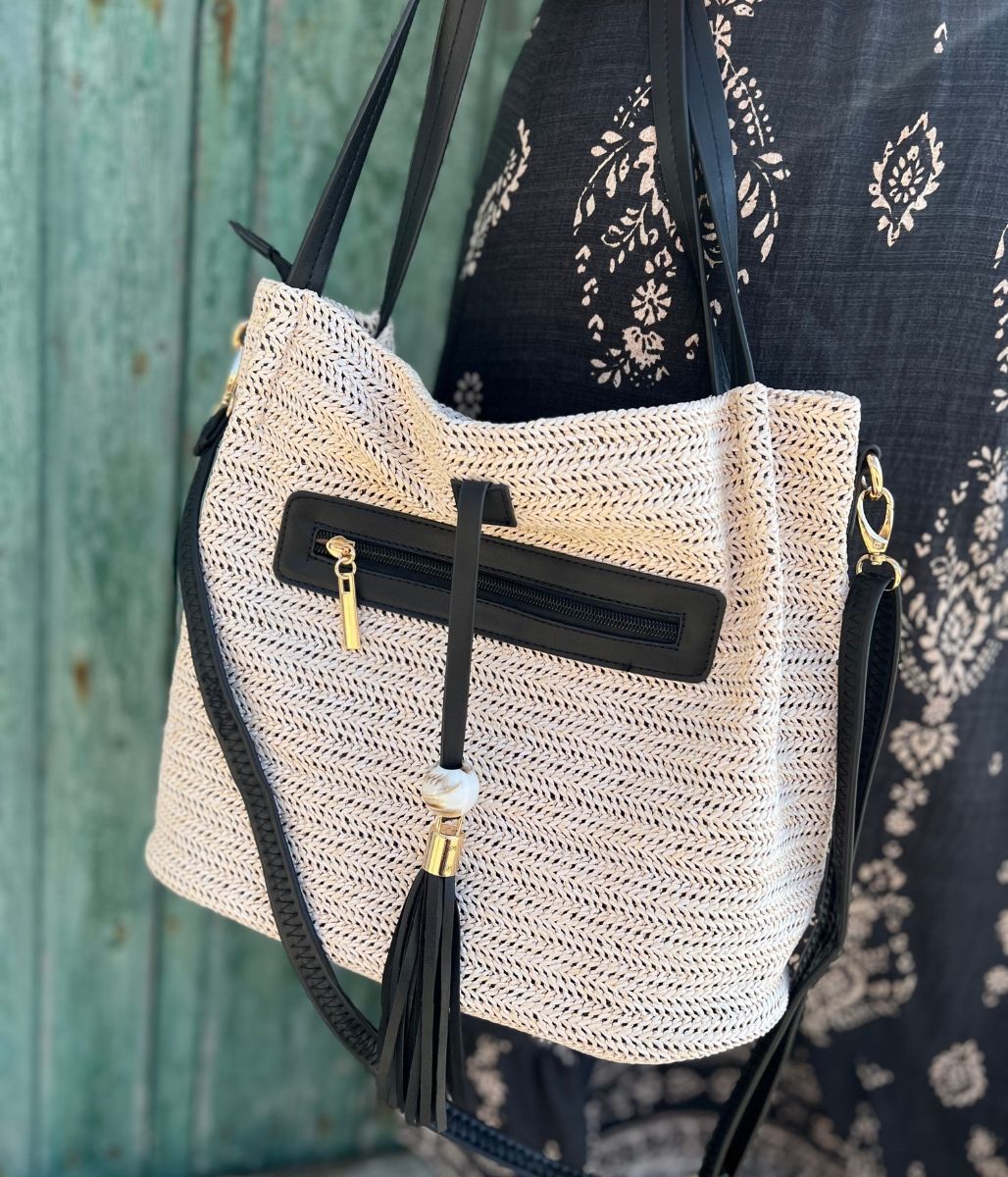 Natural Woven Raffia Tote Bag