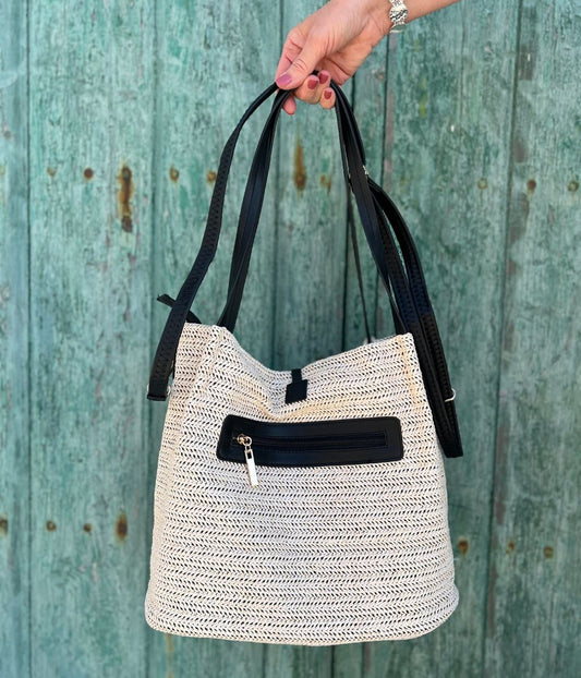 Natural Woven Raffia Tote Bag