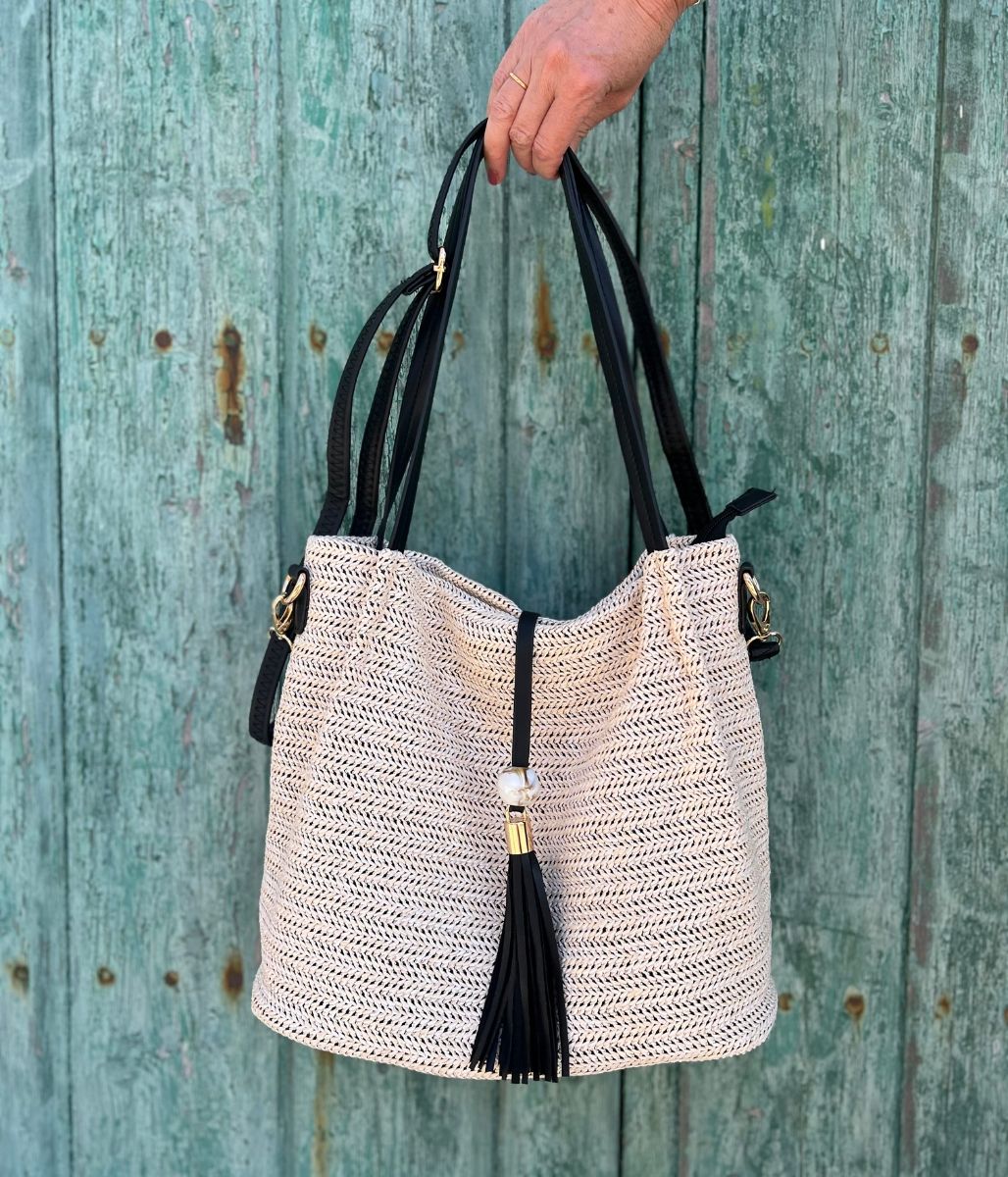 Natural Woven Raffia Tote Bag