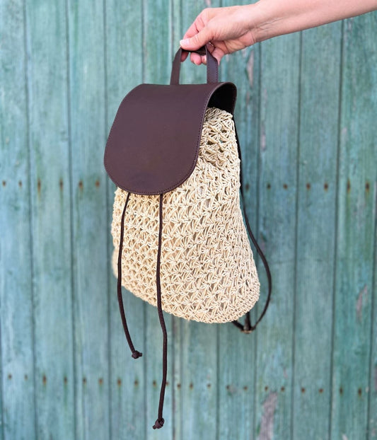 Natural Mila Raffia Backpack