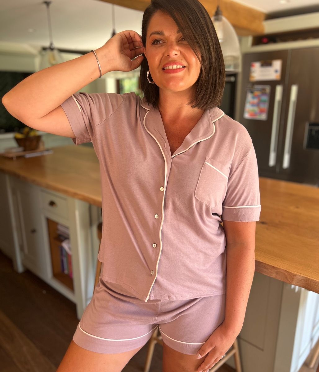 Mauve Cotton Modal Short Pyjama Set