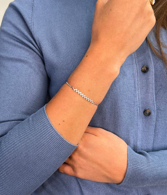 Silver Izmir Diamante Drawstring Bracelet