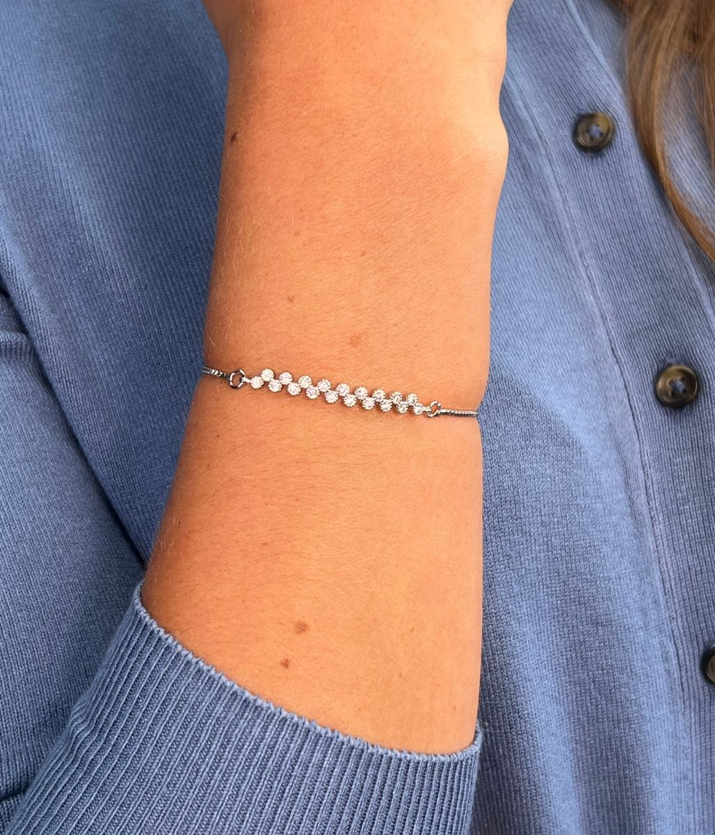 Silver Izmir Diamante Drawstring Bracelet