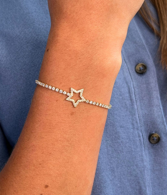 Gold Triana Diamante Star Drawstring Bracelet