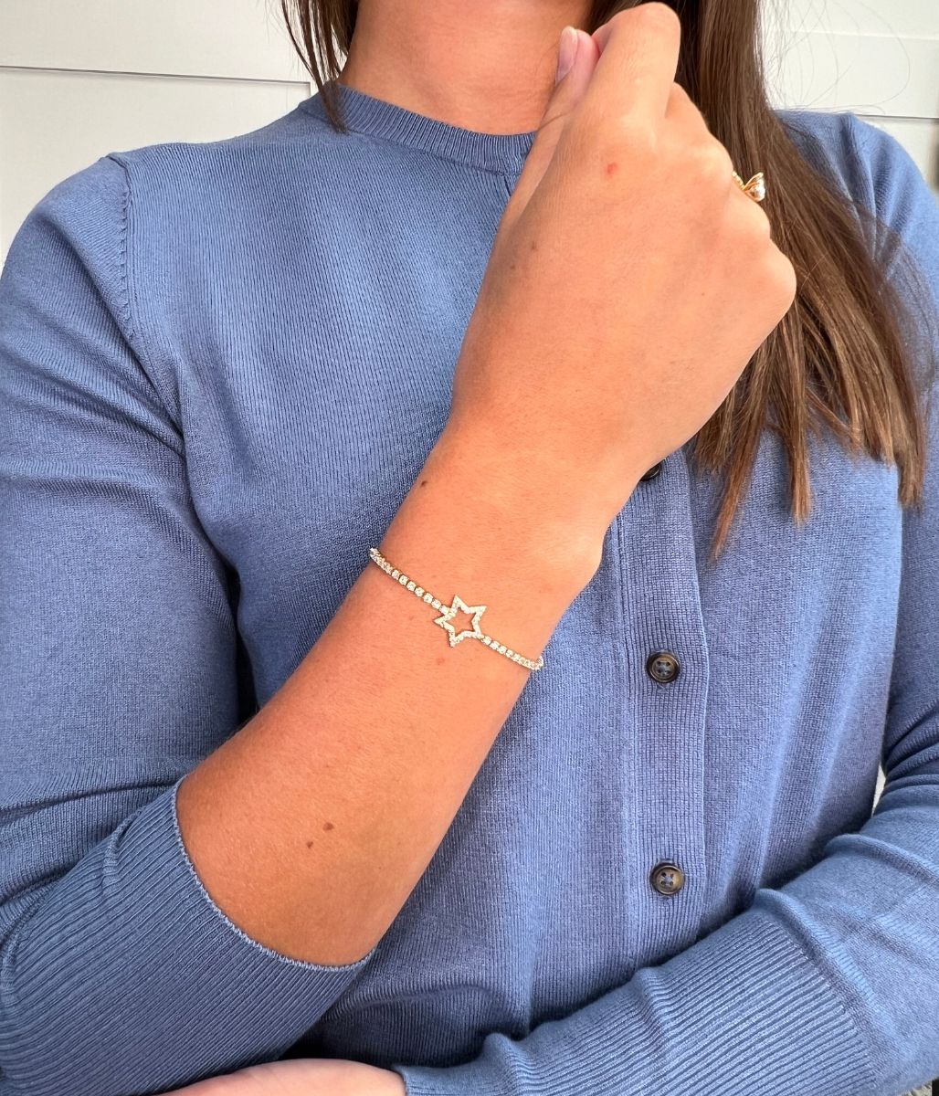 Gold Triana Diamante Star Drawstring Bracelet