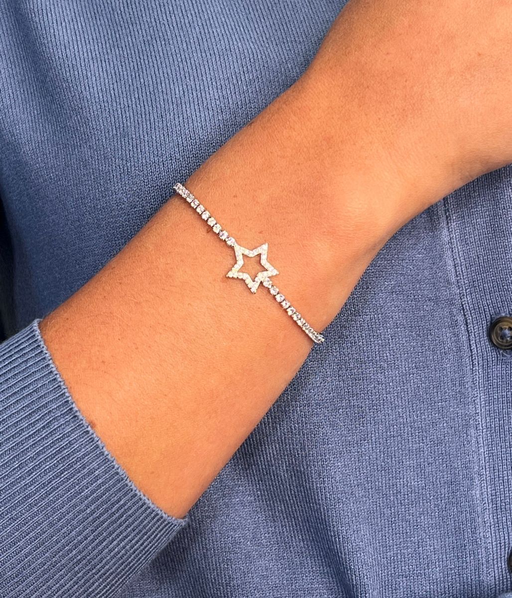 Silver Triana Diamante Star Drawstring Bracelet