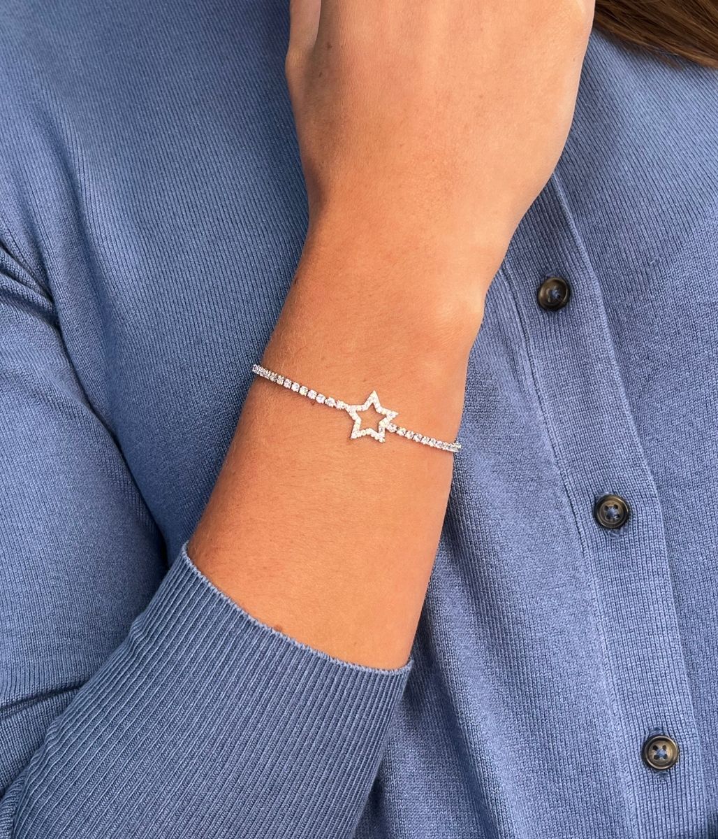 Silver Triana Diamante Star Drawstring Bracelet