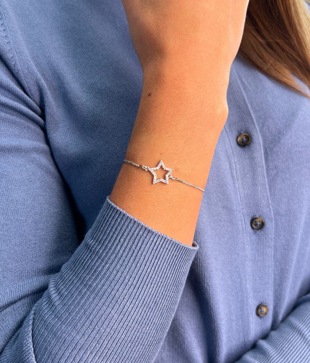 Silver Palermo Diamante Star Drawstring Bracelet
