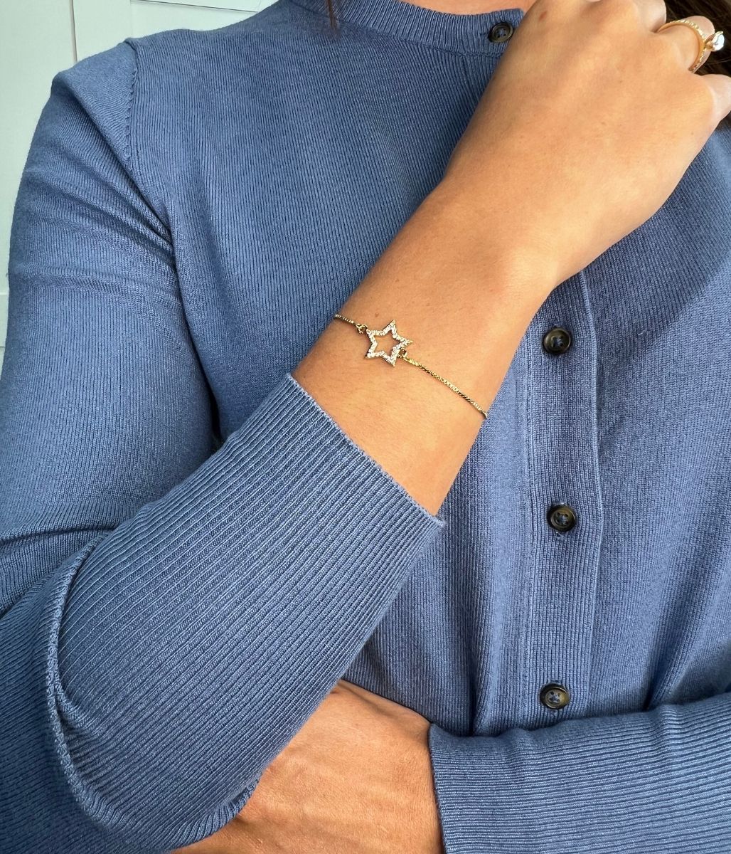 Gold Palermo Diamante Star Drawstring Bracelet