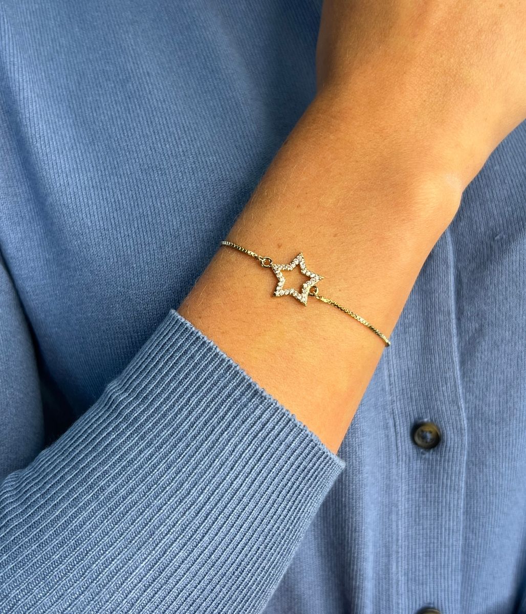 Gold Palermo Diamante Star Drawstring Bracelet
