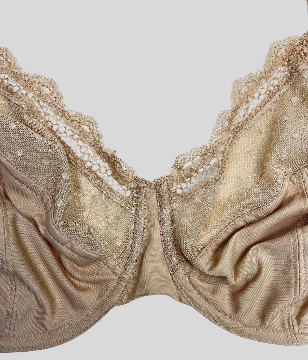 Nude Underwired Minimiser Lace Trim Bra