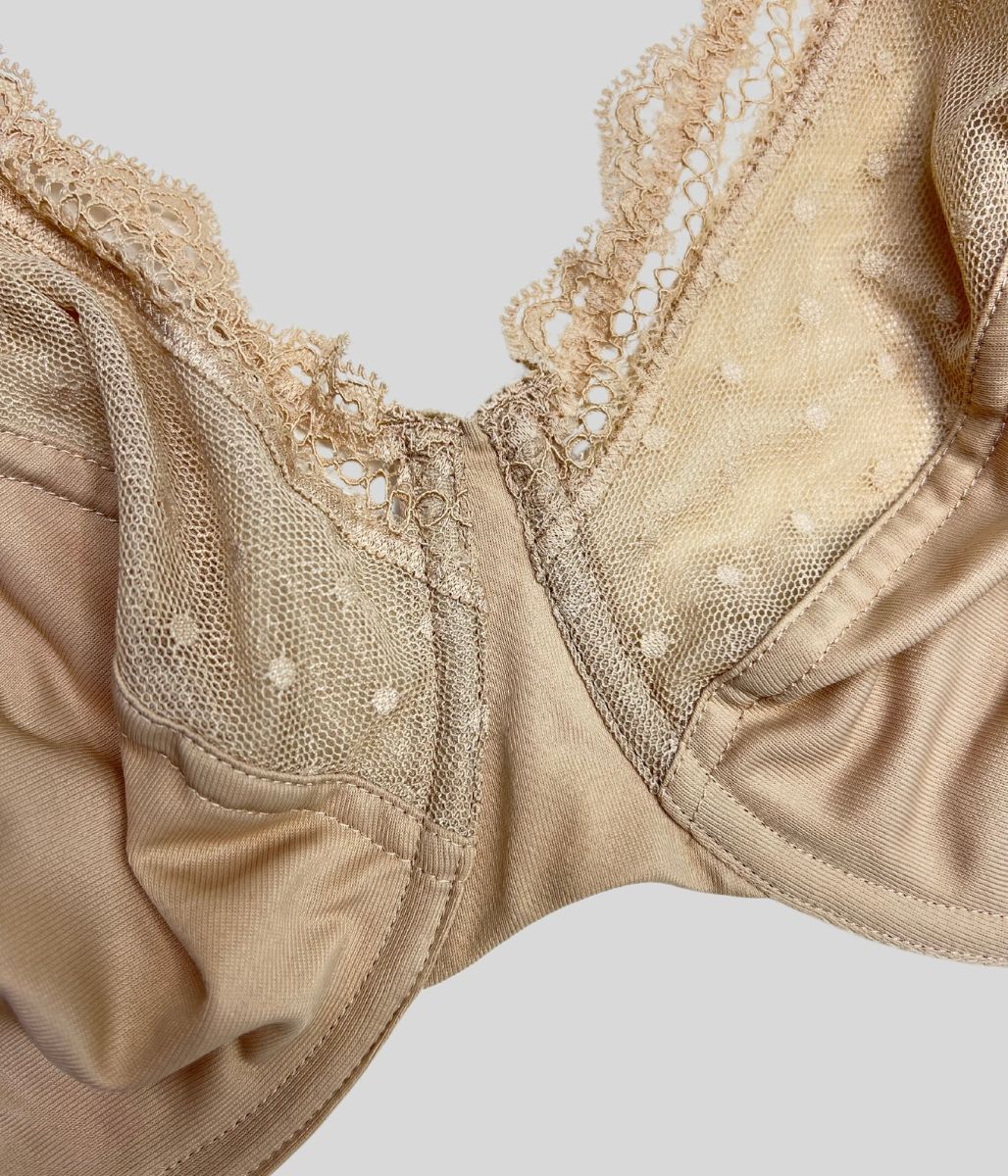Nude Underwired Minimiser Lace Trim Bra