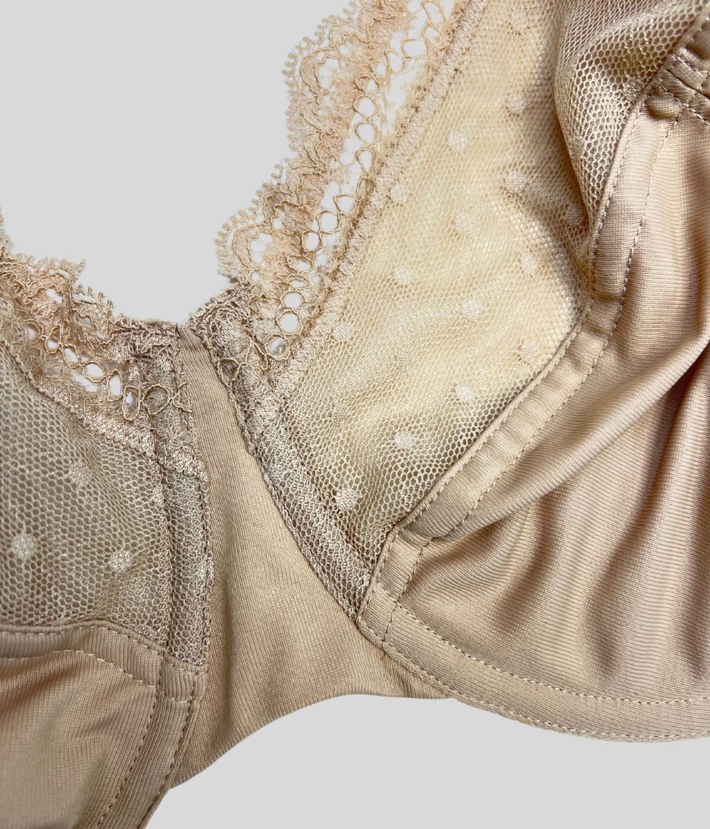 Nude Underwired Minimiser Lace Trim Bra