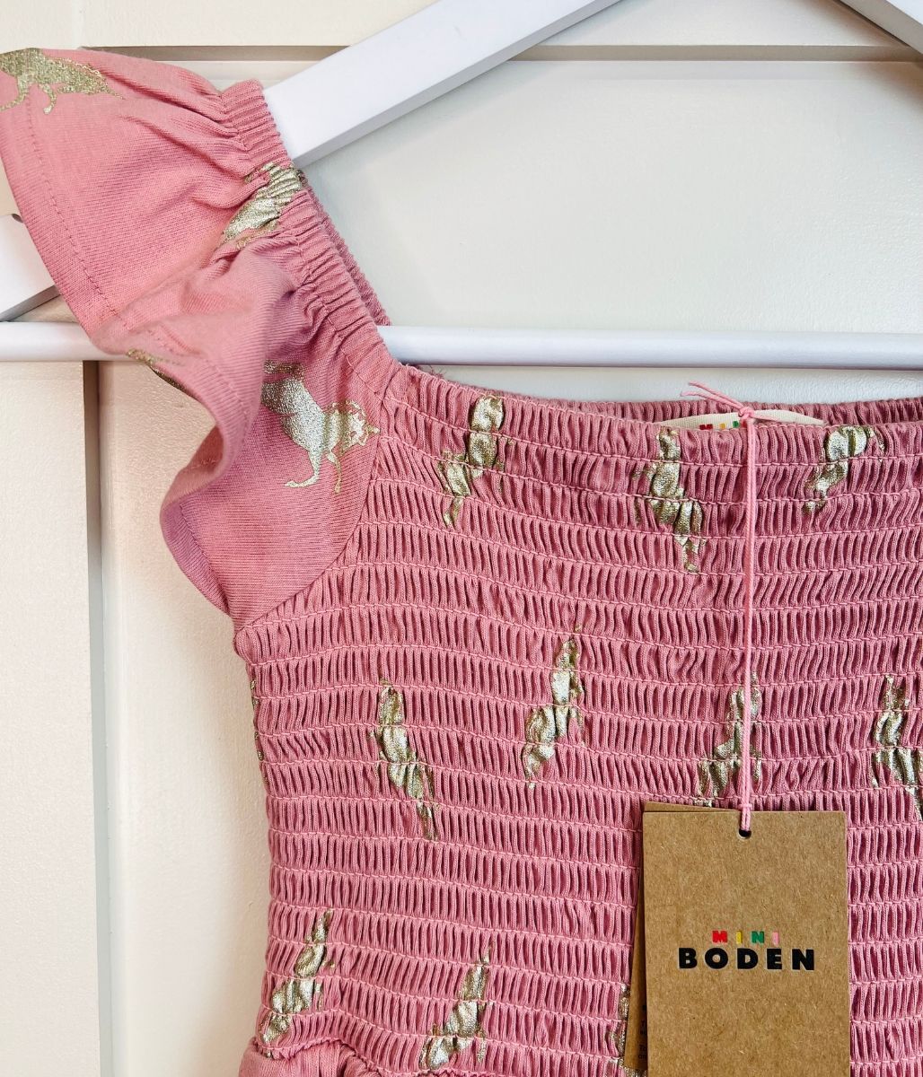 Girls Pink Unicorn Boden Dress
