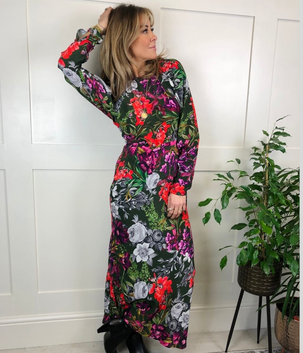 Garden Floral Batwing Midi Dress