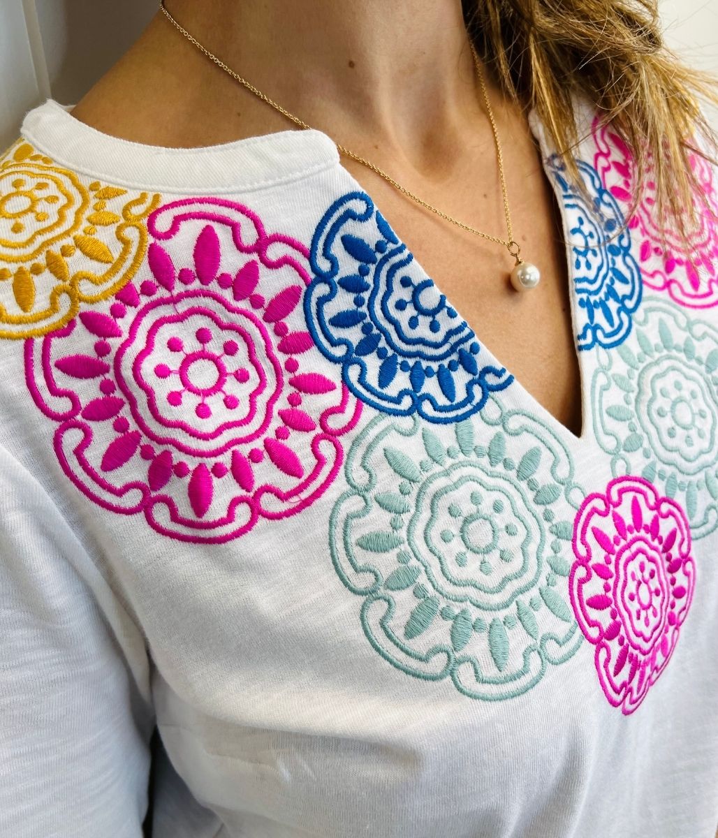 White Embroidered Tunic Dress