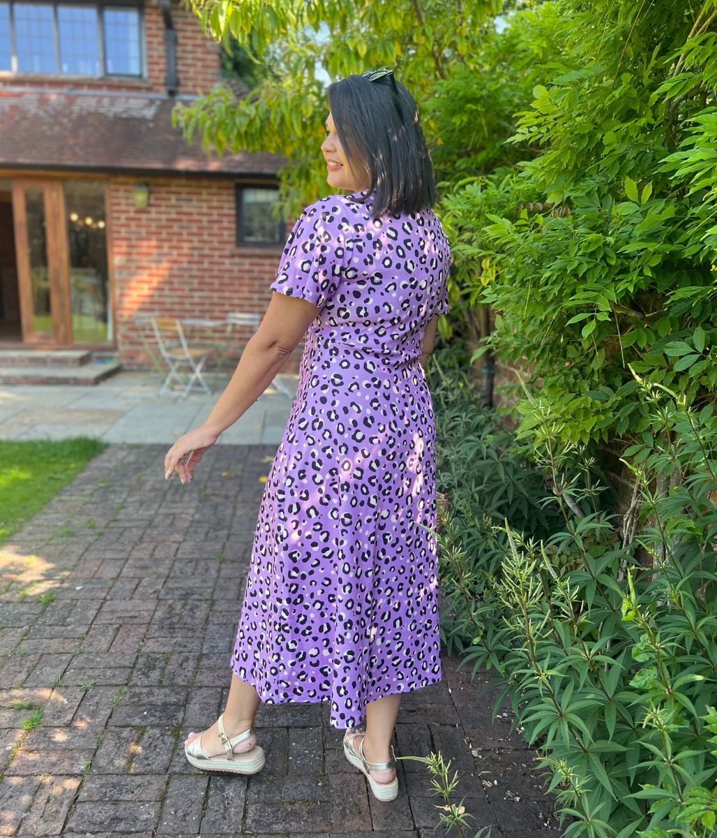 Lilac Leopard Print Kate Midi Dress